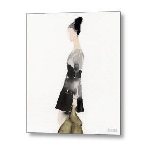 Three Women Pink and Blue Watercolor Nude Figure Painting Metal Print ...