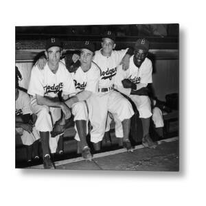 Jackie Robinson, Duke Snider, and Pee Wee Reese Metal Print by Olen  Collection - MLB Photo Store