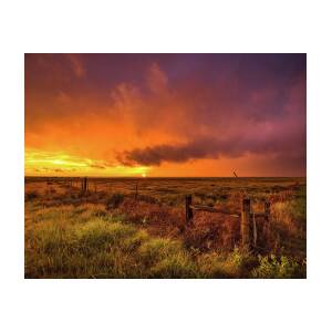 Picture of Scenic Sunset Over Tallgrass Prairie in Oklahoma Western Wall Art Photography Print Unframed Great Plains Photo Artwork Decor 4x6 to 40x60 