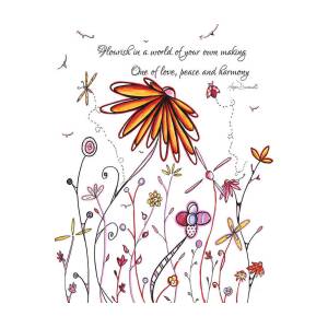 Original Hand Painted Daisy Quilt Painting Inspirational Art Quote