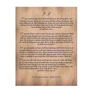 Stone Parchment IF Poem by Rudyard Kipling Art Print by Desiderata Gallery