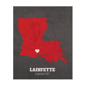 Louisiana University Lafayette Ragin Cajuns College Town State Map Poster  Series No 057 Tote Bag