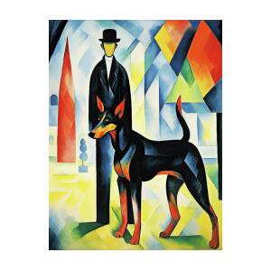 Doberman dog walking in the park 06 - Madeleine Macke Art Print by Madeleine Macke