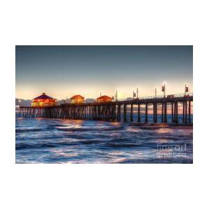 Huntington Beach Pier Sundown Art Print by Jim Carrell