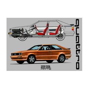 Audi Sport Quattro RS 001. Cutaway automotive art #4 Art Print by