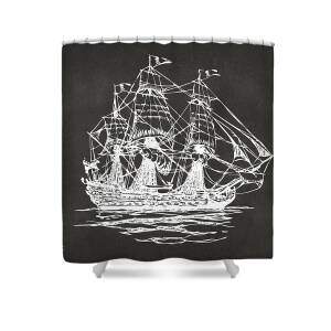 Pirate Ship Artwork - Vintage Shower Curtain for Sale by Nikki Marie Smith