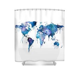 Animal Map Of The World For Children And Kids Shower Curtain For