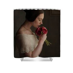 Red Rose And White Tulip Wedding Bouquet Shower Curtain for Sale by Lee ...