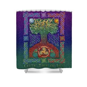 Celtic Shower Curtain Tree of Life Pattern Print for Bathroom 