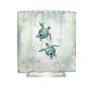 Sea Turtle Couple Shower Curtain by Melly Terpening - Pixels