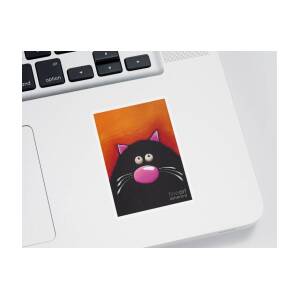 Happy Birthday Sticker,Whimsical Cat,Cat Stickers,Kitty sticker,Glossy Vinyl,Easy Peel,Lucia Stewart,Stressiecat,Art to Make You Smile