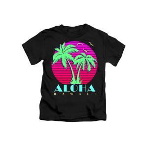 Cuba Palm Tree Sunset Kids Crew Neck Long Sleeve Shirt Tee for Toddlers