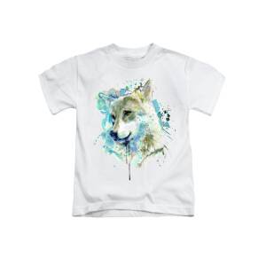 Wolf face watercolor Kids T-Shirt for Sale by Marian Voicu
