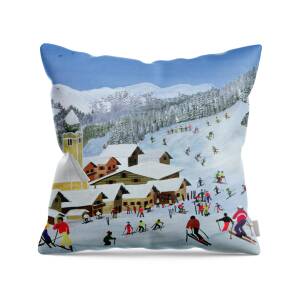 Busy Ski Slope Throw Pillow for Sale by Andrew Macara