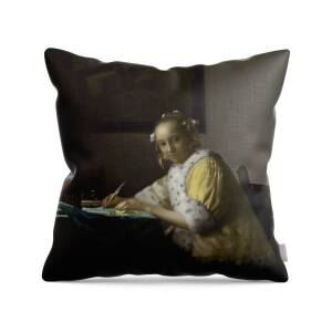 Girl with a Pearl Earring, circa 1665 Throw Pillow for Sale by Jan Vermeer