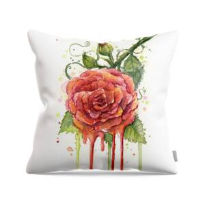 Rose Watercolor Throw Pillow for Sale by Olga Shvartsur