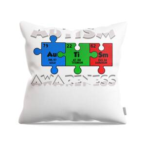 18x18 Multicolor BullQuack I Love Someone with Autism-Awareness-Puzzle Throw Pillow