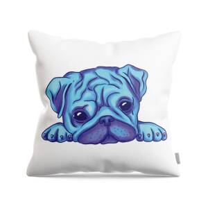 Fizzgig Designorama Home Collection Pug Dog Breed Original Watercolor Design Throw Pillow Multicolor 16x16