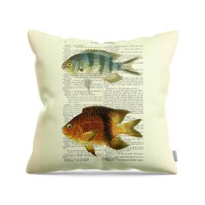 Bright colored fish chart art Throw Pillow by Madame Memento - 26 x 26 -  Pixels