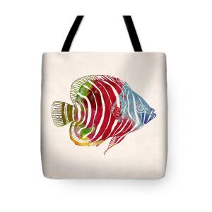 Flying Fish Illustration Tote Bag by World Art Prints And Designs