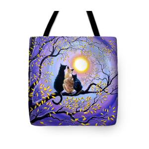 Three Black Cats Under a Full Moon Tote Bag for Sale by Laura Iverson