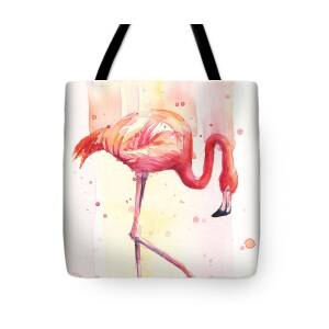 Flamingo Watercolor Facing Right Tote Bag for Sale by Olga Shvartsur