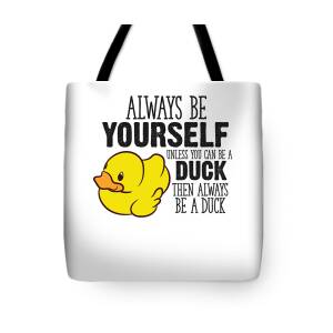 LANBAIHE You've Been Ducked, Duck Duck Tote Bag, Purse for Duck lovers, Yellow Duck Carrying Sack, Rubber Ducks Bag, Ducking Tote Bags, Natural