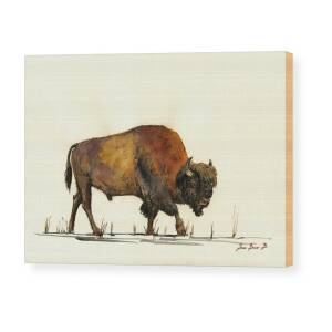 Running buffalo Wood Print by Juan Bosco