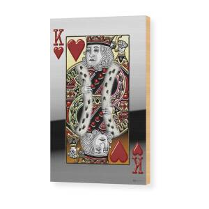 Queen of Hearts in Gold on Black Wood Print by Serge Averbukh