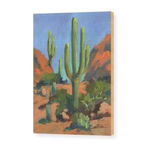 Saguaro Cactus 1 Wood Print by Diane McClary