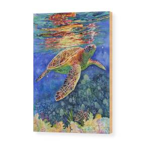 Sea Turtle Wood Print by Hailey E Herrera