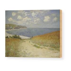 Path in the Wheat at Pourville Wood Print by Claude Monet