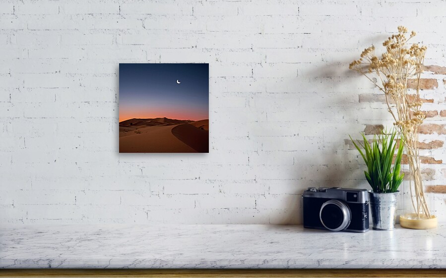 Crescent Moon Over Dunes Acrylic Print by Photo By John Quintero