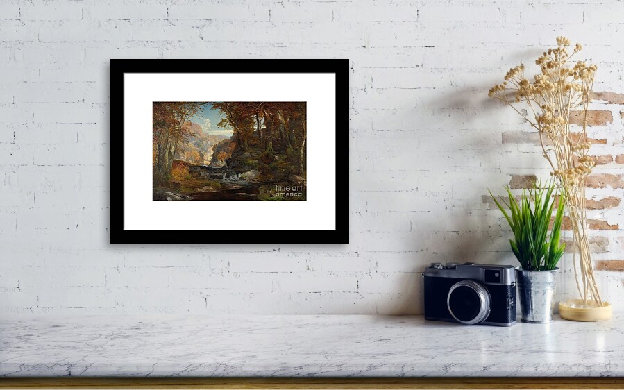 A Scene on the Tohickon Creek Framed Print by Thomas Moran