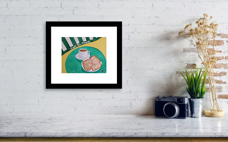 Coffee and Beignets Framed Print by Judy Jones