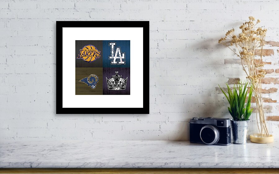 Los Angeles License Plate Art Sports Design Lakers Dodgers Rams Kings  Framed Print