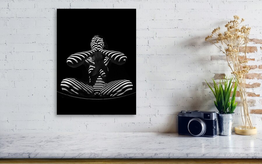 1120-MAK B&W Zebra Stripes Nude Woman Abstract Photograph Print Signed Maher