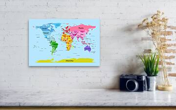 World Map with Big Text Canvas Print
