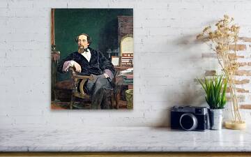 Frith Charles Dickens in his Study 1859 Framed Canvas Print Repro 20x24 