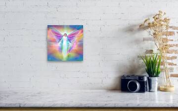 Archangel Raphael Healing Acrylic Print by Glenyss Bourne - Fine