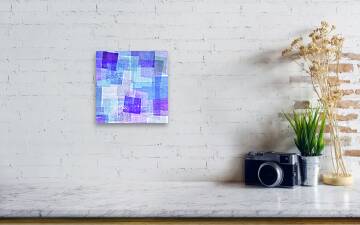 Blue And Purple Tissue Paper Collage Canvas Print / Canvas Art by Qweek 