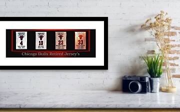 Chicago Bulls Retired Jerseys Banners Mixed Media by Thomas Woolworth -  Fine Art America