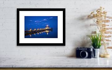 Roanoke Marshes Lighthouse Manteo NC - Blue Hour Reflections Framed ...