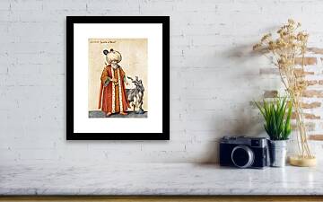 A Sultan standing beside a Goat. Solimano Imperator Turchi Framed Print by Jacopo Ligozzi - Fine America