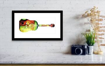 Acoustic Guitar - Colorful Abstract Musical Instrument Framed Print by ...
