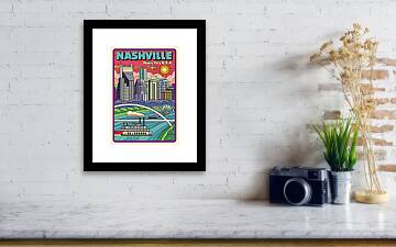 Nashville Poster - Vintage Pop Art Style Framed Print