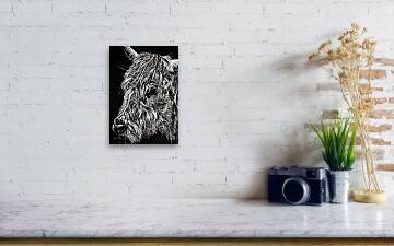 West Highland Cattle Scratch Art High Park Zoo Metal Print by Nathan Cole -  Fine Art America
