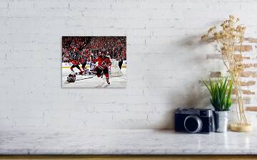 New Jersey Devils vs. York Rangers Framed 10 x 20 House Divided Hockey Collage