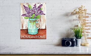 Lilacs Home Sweet Home Jar by Melinda Hipsher 12x19-Inch