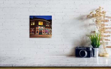 Night out at the Border Cafe in Harvard Square Cambridge Massachusetts  Square Art Print by Toby McGuire - Toby McGuire - Artist Website